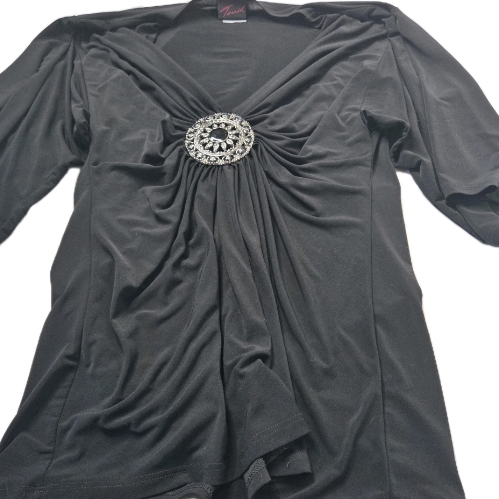 Torrid 1X Elegant Black Top with Embellished Detail